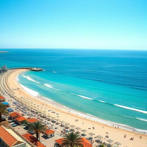 La playa de la Barceloneta con vistas al Mediterr&aacute;neo